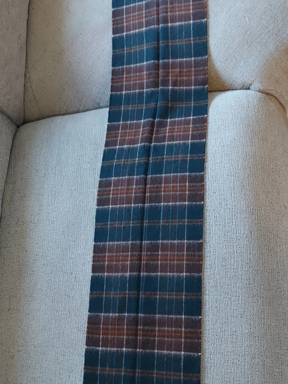 Teal and Brown Plaid Merino Wool Scarf